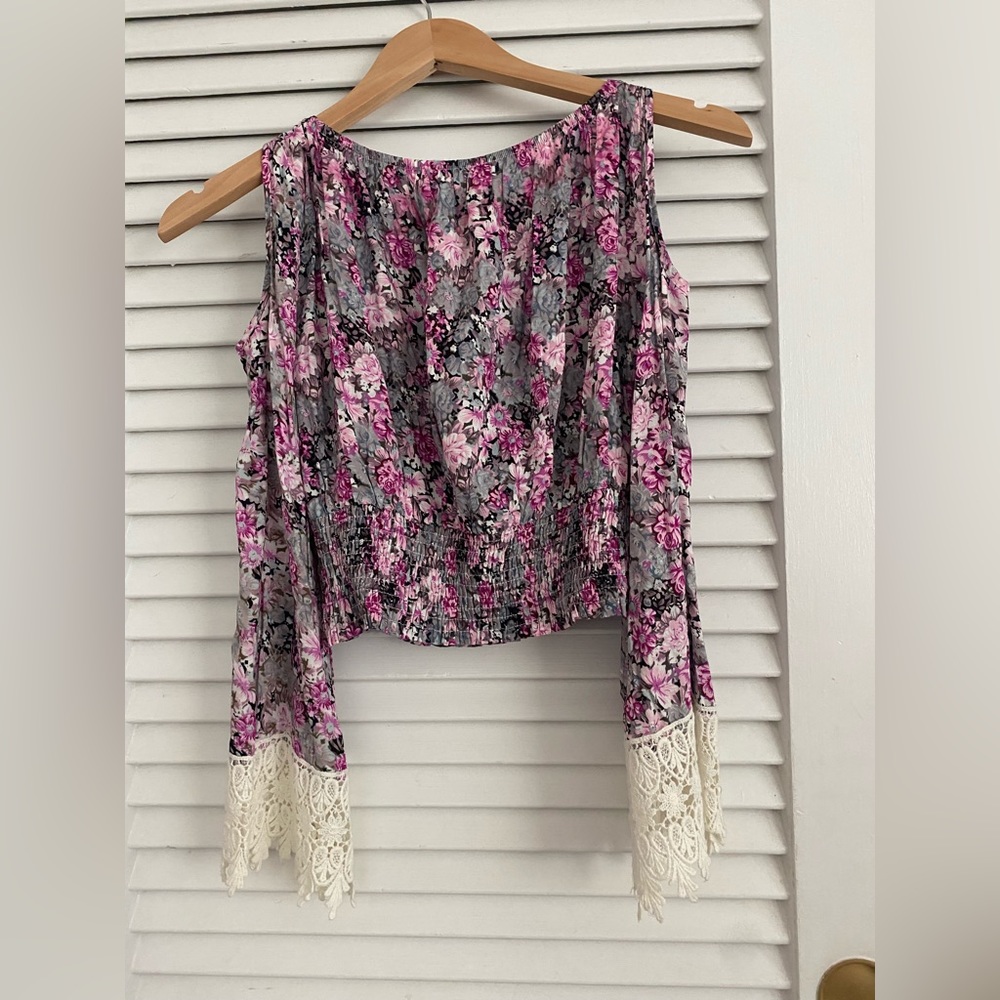 Purple pink floral top